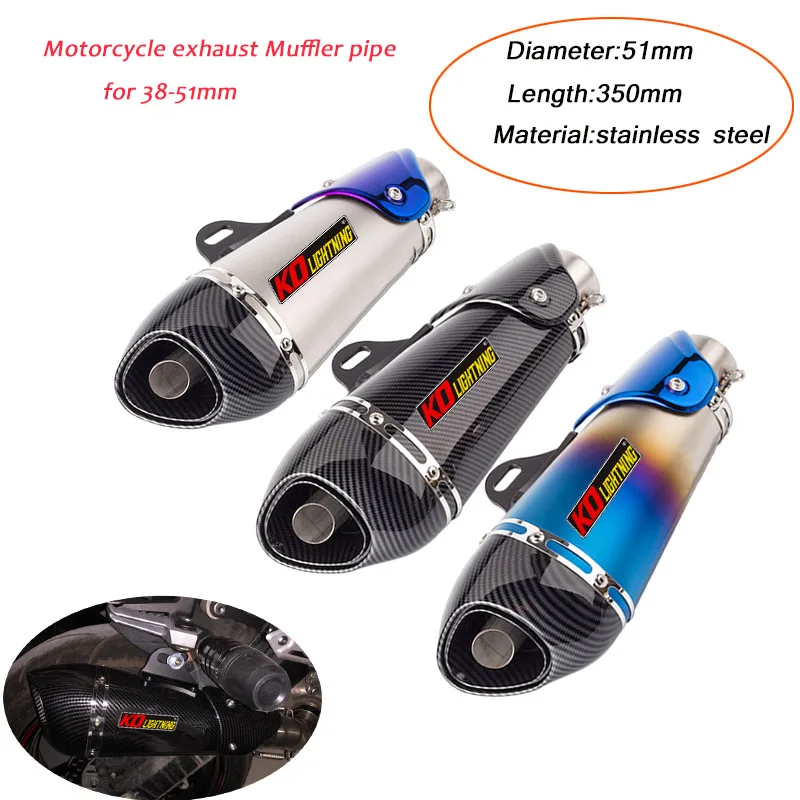 

Moto-Exhaust Muffler Pipe Modified 350mm Stainless Steel Motorcycle Silencer System DB Killer For 38-51mm ATV Autobike Scooter