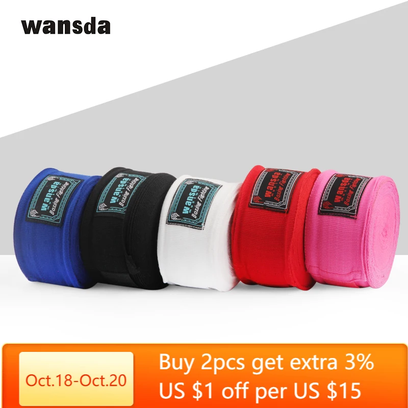 2pcs/pack 3m Cotton Kick Boxing Bandage Wrist Straps Sports Sanda Taekwondo Hand Gloves for Men Bandage Muay Thai Boxing Wraps