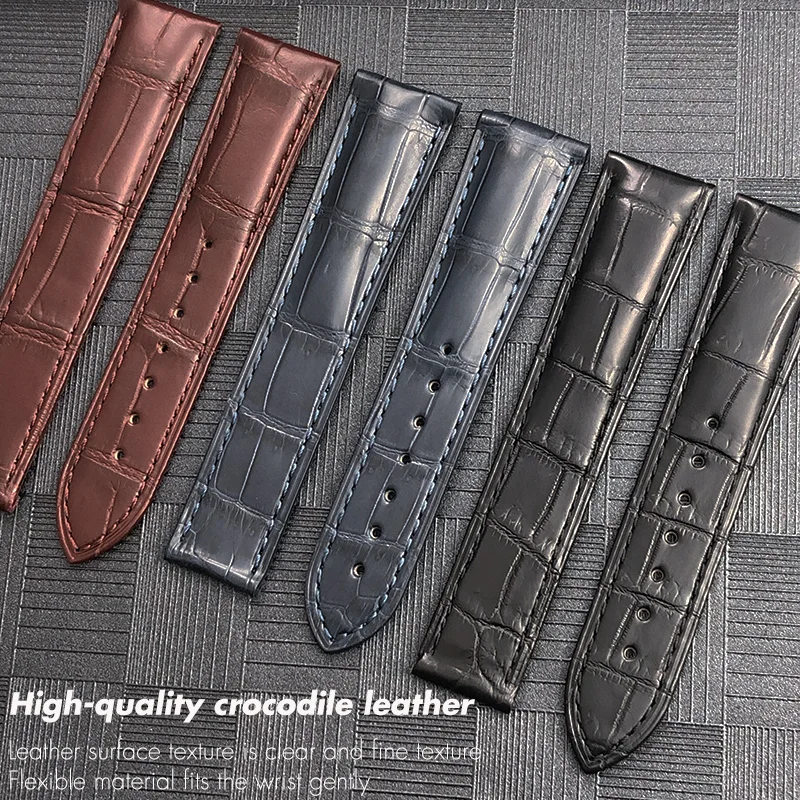 Crocodile Leather Watch Band Fit for Omega De Ville Seamaster Constellation 18mm 19mm 20mm 21mm 22mm Real Alligator Skin Strap