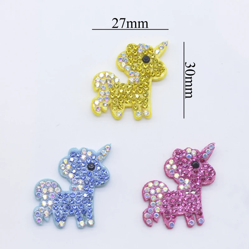 12Pcs 27*30mm Bling Kawaii Unicorn Rhinestone Patches for DIY Clothes Hat Decor Headwear Hairband Supplies Accessories Applique