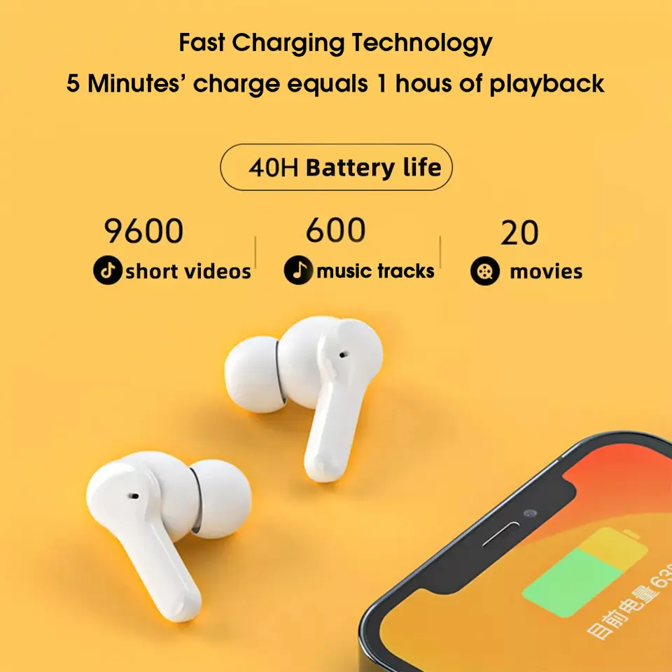 سماعة بلوتوث QCY T13 إصدار 5.1، سماعة أذن لاسلكية TWS مع تحكم باللمس، 4 ميكروفونات، مكالمة عالية الدقة ENC، تطبيق تخصيص - 5