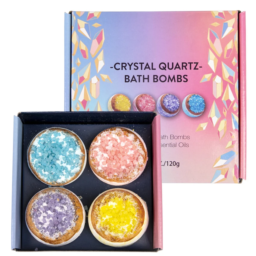 Set regalo di bombe da bagno Spa 4 pz/set per donne e uomini-con oli essenziali di sale di cristallo-sfere da doccia per il relax