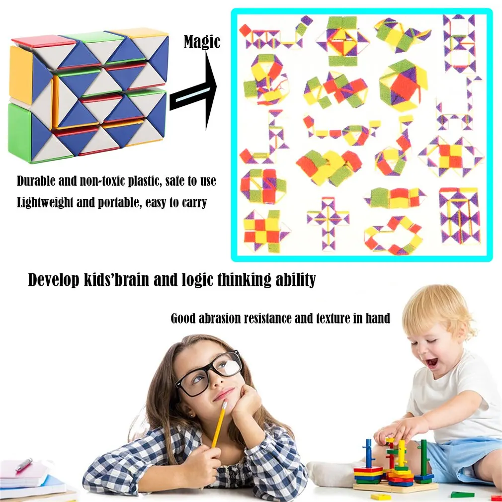 Snake Magic 3D Cube Game Puzzle Twist Toy Party Travel Kids Antistress Fillers Party Favours Colorful Early Educational Toy