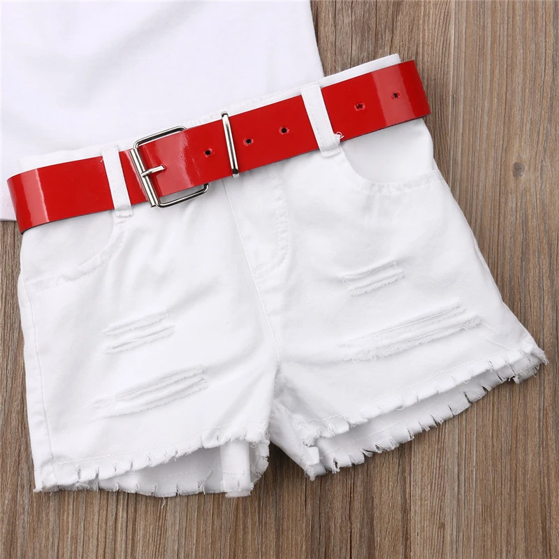 Kids Clothes Girls Rose Flower Off Shoulder Tops+Denim Shorts Baby Girl Summer Outfits Toddler  2PCS Clothes