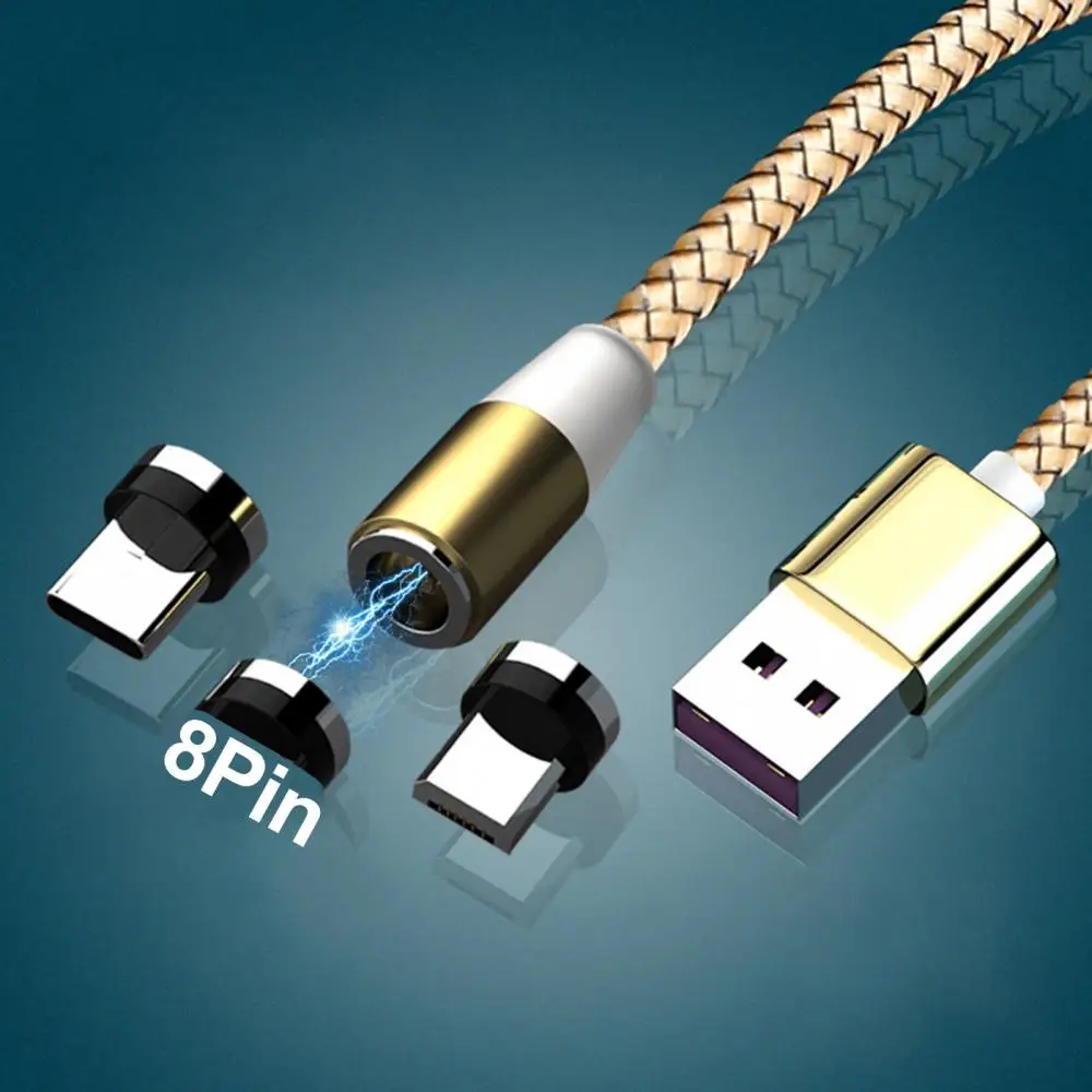 Магнитный USB-кабель 3 А для быстрой зарядки, Круглый Шнур Micro-USB Type-C для телефона