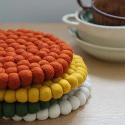 Handmade Wool Felt Pot Holder Coaster Cup Drink Pad Home Dining Room Decor Table Protection Decoration Accessories D20cm