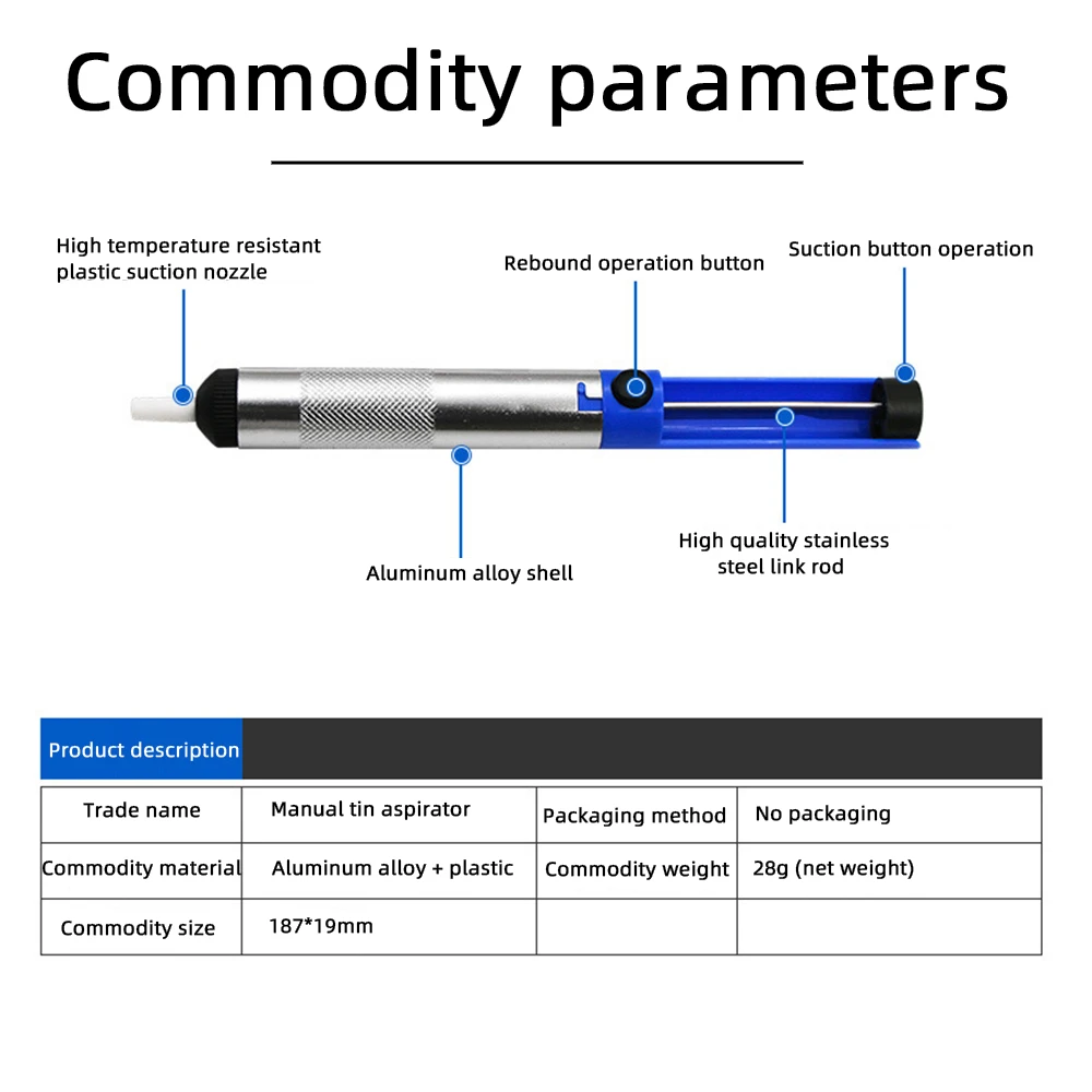 Aluminum Metal Desoldering Suction Pump Soldering Sucker Pen Vacuum Removal Tool Soldering Iron Desolder Hand Welding Tool