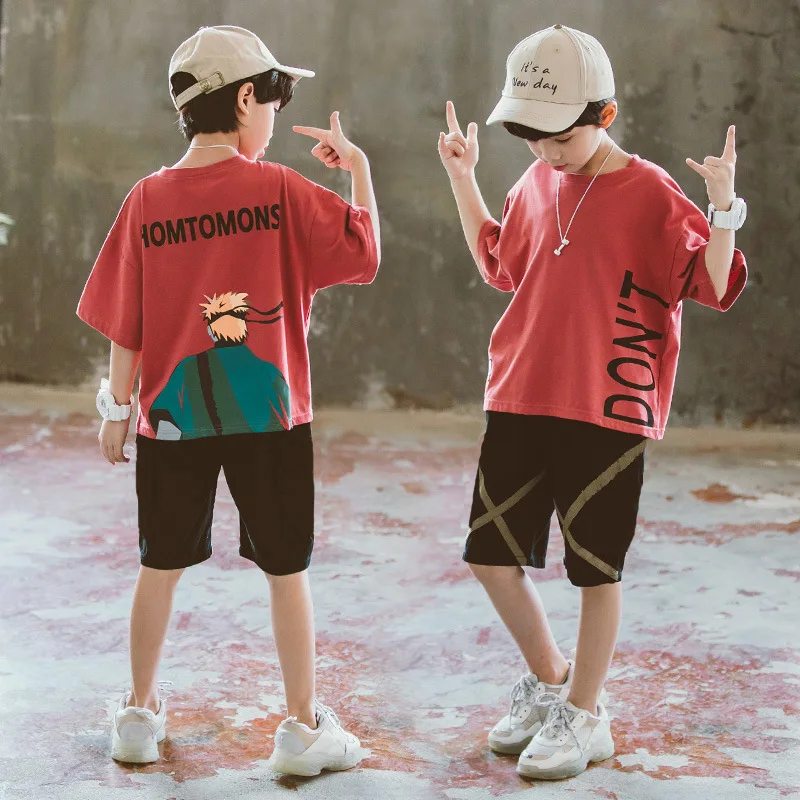 2024 summer spring Boys children Clothes Casual Outfit T-shirt + shorts Pants Kids Tracksuit Teenager 4 5 6 7 8 9 10 12 13 Year