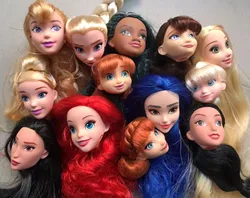 New Original Princess Doll Head Ana Belle Colorful Hair Green Red Gold Black Hair Lovely Princess Doll Heads DIY Dressing Parts