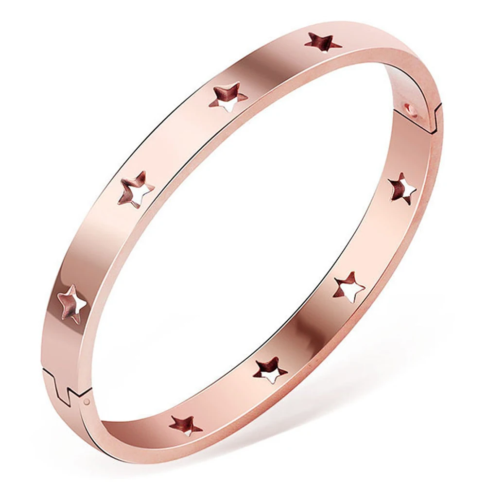 Nibastar Holle Ster Armbanden & Bangles Voor Vrouwen Mode Rvs Zoete Romantische Armband Rose Gouden Kleur Sieraden Cadeau