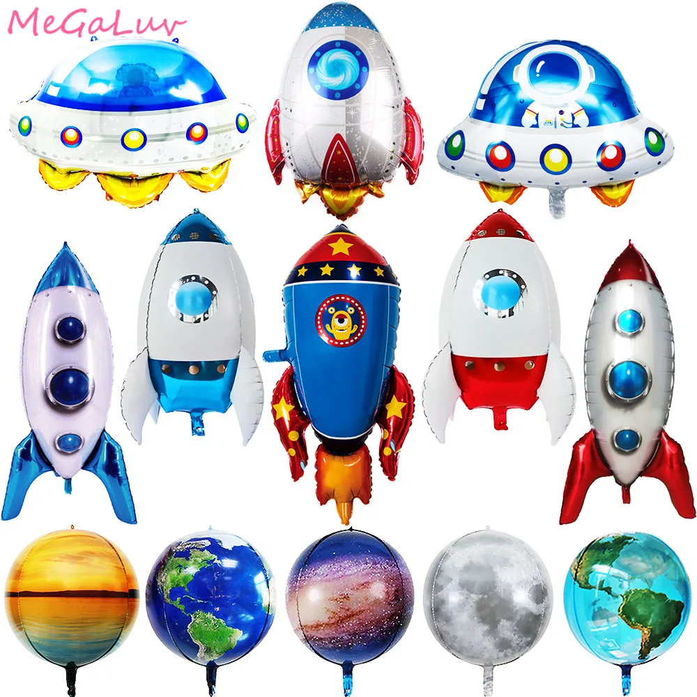 Rocket Ship Foil Balloons Outer space Galaxy/Solar Theme Party Ballon Kids Boy Birthday Party Decoration Outer Space Party Favor