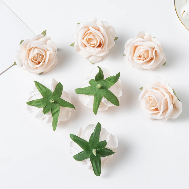 100 Stück Künstliche Blumen Hochwertige Flanell-Rosenköpfe Heim-Deko-Zubehör Weihnachtsgirlande Hochzeit Braut-Ausverkauf – Detail 4