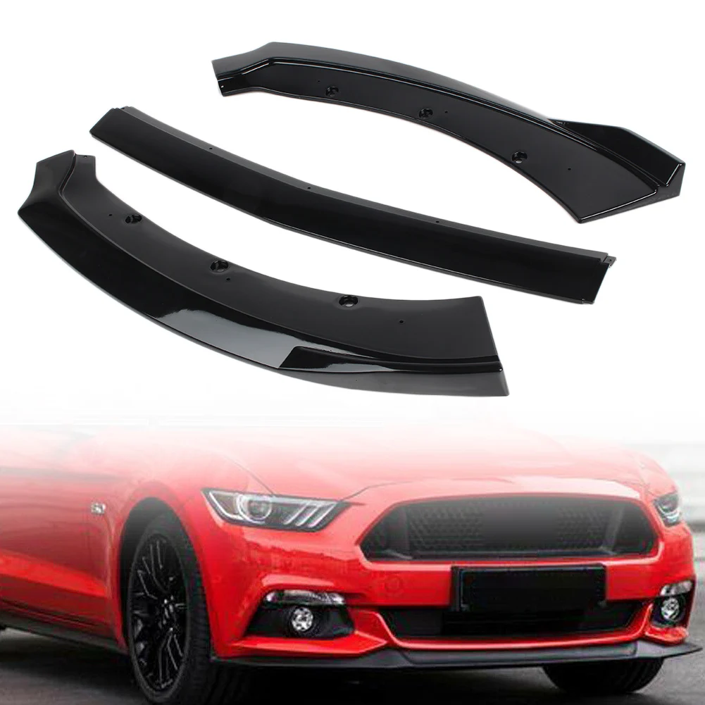 

3Pcs ABS Front Bumper Spoiler Wing Lip Splitter Trims For Ford Mustang 2015 2016 2017 Good Quality Car Accessories