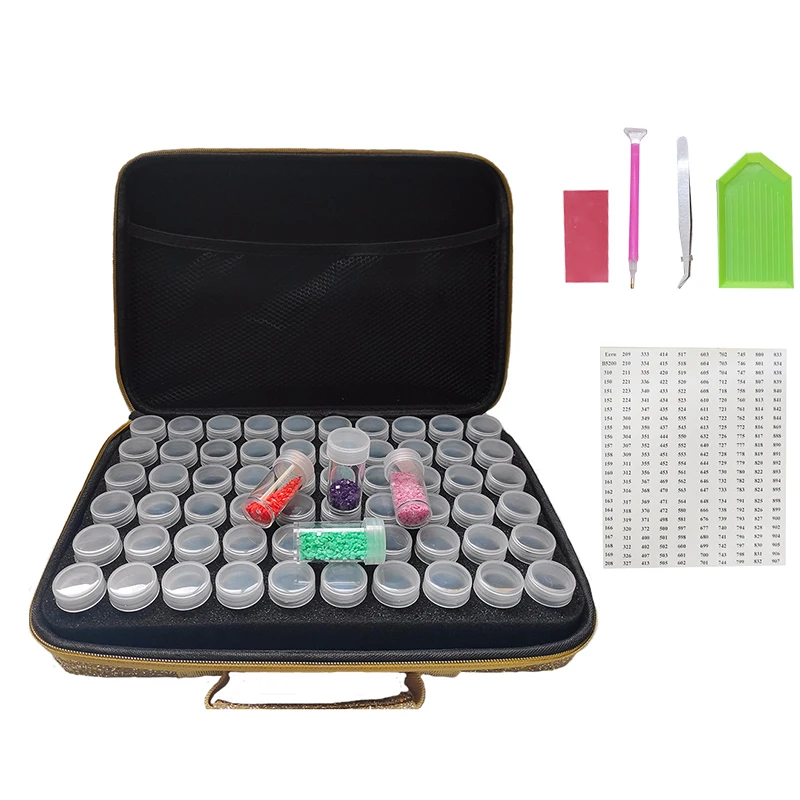 Diamond Painting Storage Box Makeup Organizer Golden  Accessories Tools Carry Case Container Bag