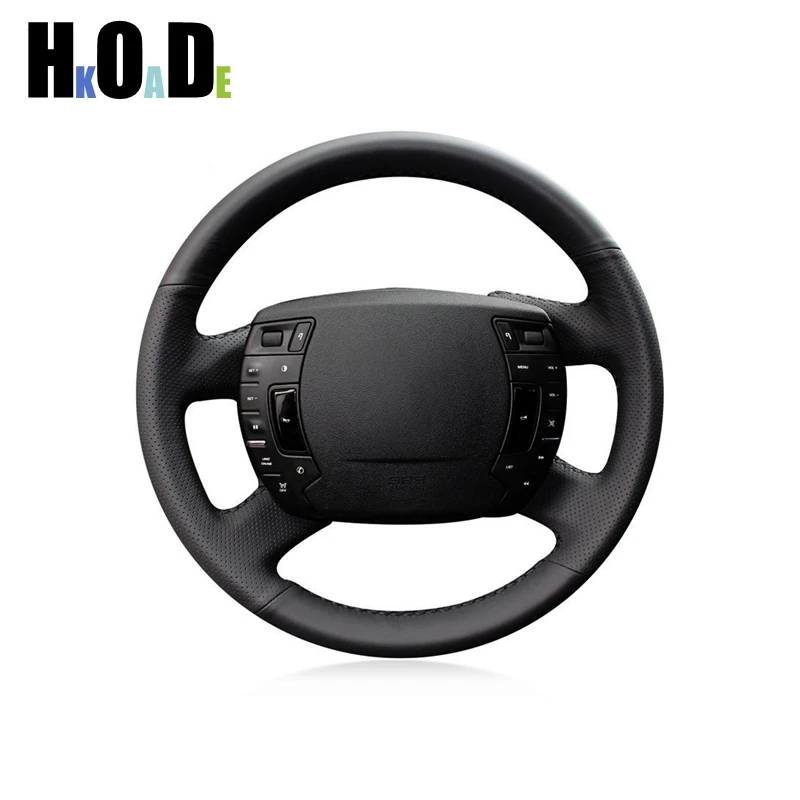 Car Steering Wheel Cover For Citroen C5 2008 - 2017 Black PU Microfiber leather Hand Stitched