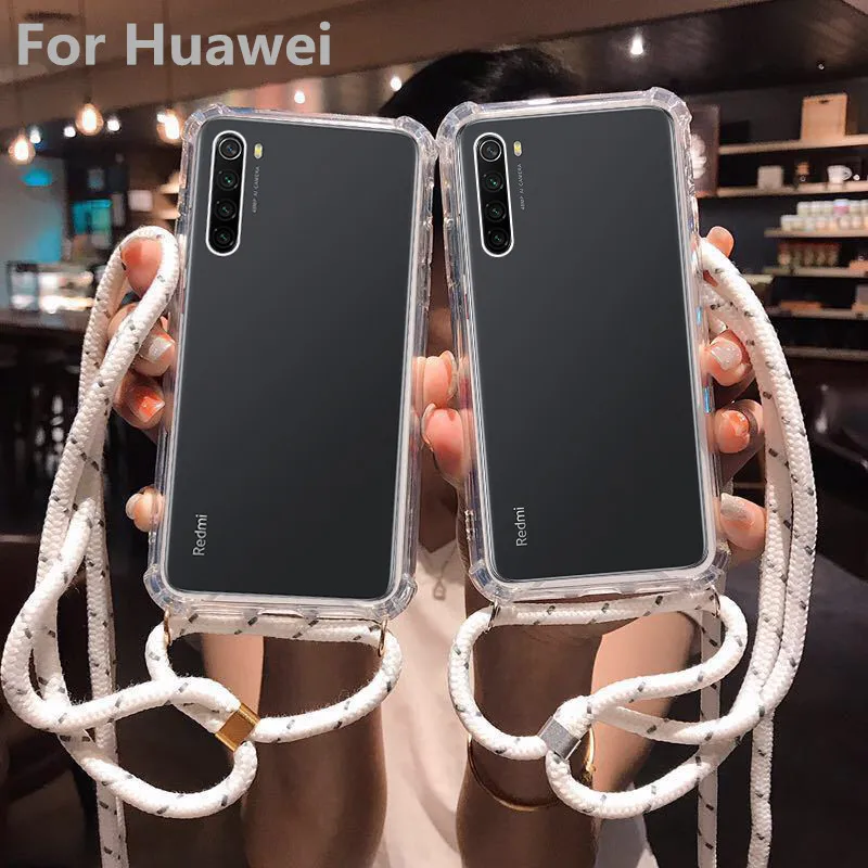 Strap Cord Chain Phone Tape Necklace Lanyard Mobile Phone Case Carry to Hang For Huawei Mate 10 20 30 Nova 3 4 4e 5 P20 P30 Lite