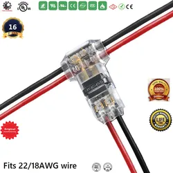 Wire Connectors Low Voltage T Tap Wire Connectors, 3 Way Wire Connector,T Type 2 Pinfor LED Strip,Automotive Connection 24-20AWG