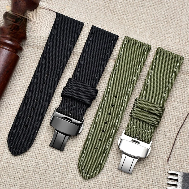 For Citizen City CA0695-84E Armani Tissot Nylon Watchband Canvas Black Army Green Leather Belt Men