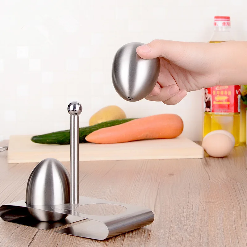 1 Pcs Durable Stainless Steel Egg-Shaped Salt Pepper Shaker Table Server Kitchen Tool xobw