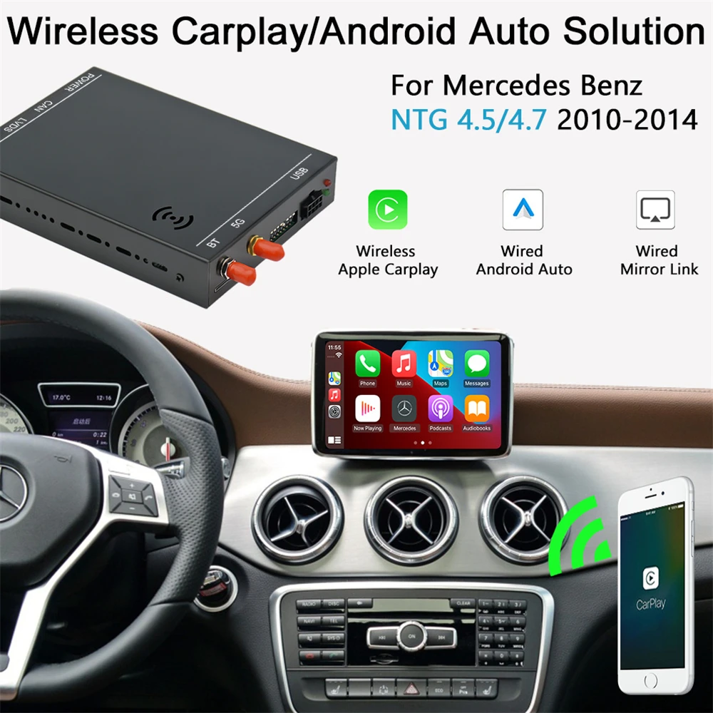 Wireless CarPlay Decoder Box for Mercedes Benz W205 W211 GLC A B C E S Class Android Auto Mirror Link AirPlay Car Play Functions