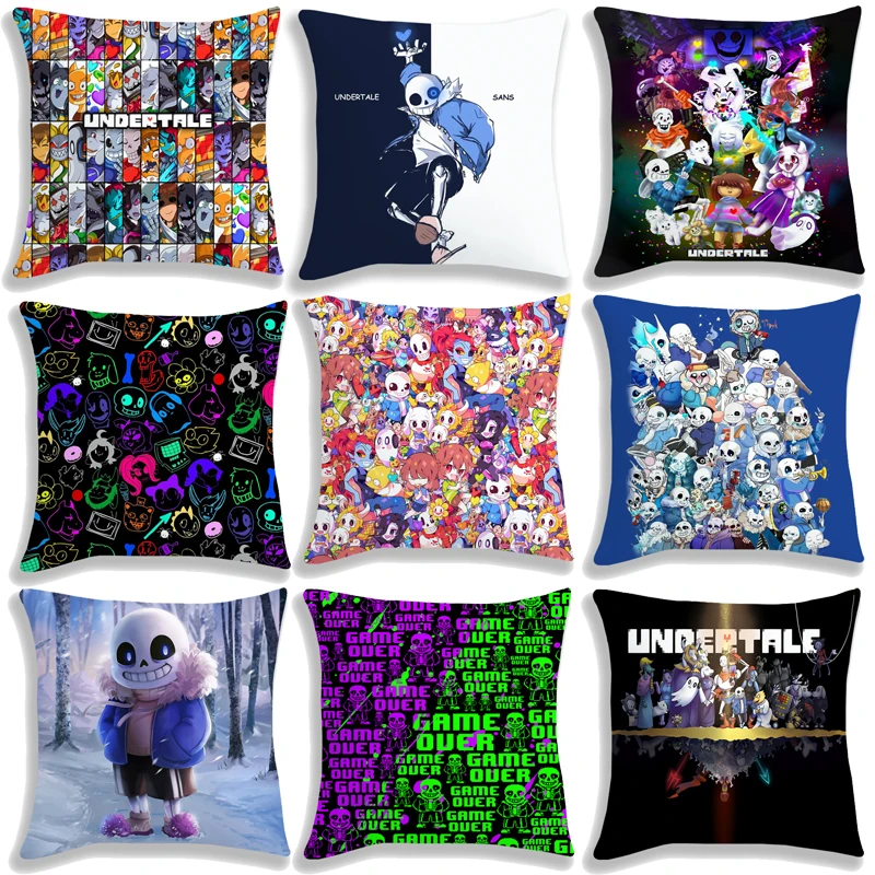 UNDERTALE Sans E Papyrus Federa 45 cm Ragazzi Ragazze Anime Federa Decorativa Soggiorno Divano Fodere per Cuscini Senza Cuscino