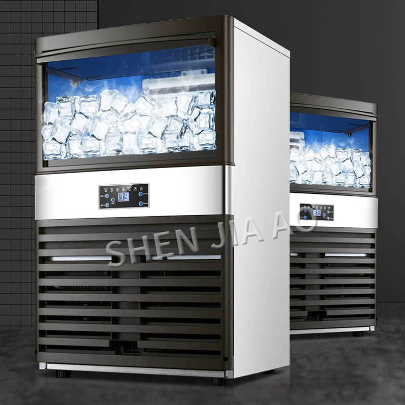 100kg/24H Ice Makers 110V/220V Ice Making Machine Milk Tea Room Small Bar Coffee Shop Fully Automatic Large Ice Cube Machine