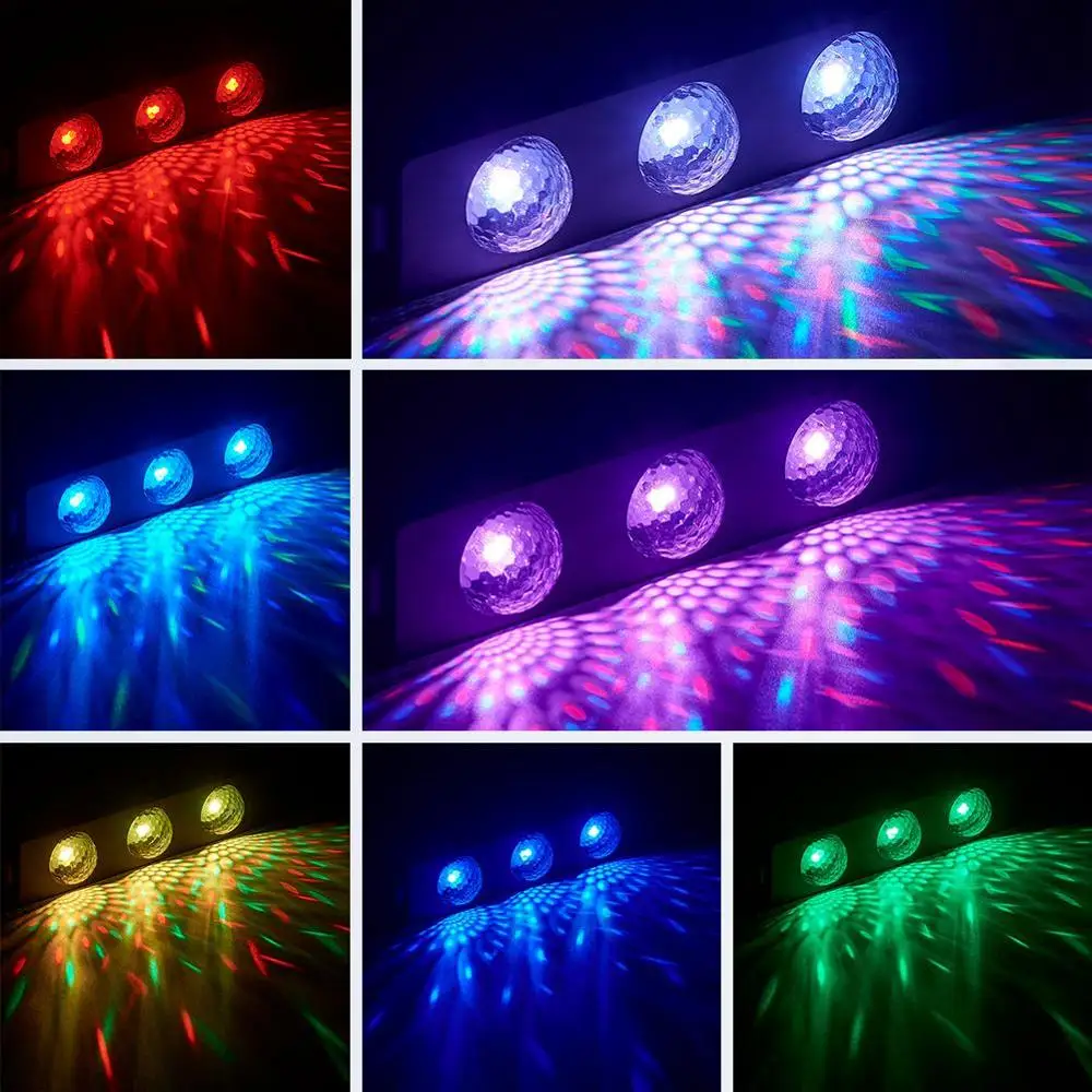 Car LED Ambient Foot Footwell Lights RGB Star Starry Atmosphere Under Dash Floor Glow Lamp Music Voice Control Wireless Remote