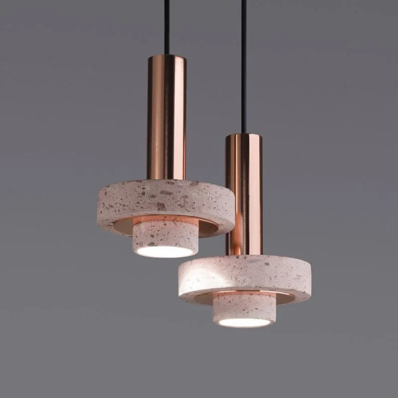 Modern Creative Circular Pink Terrazzo Bar Front Desk Led Pendent Lamps Nordic Minimalist Bedroom Headboard Decorative Droplight