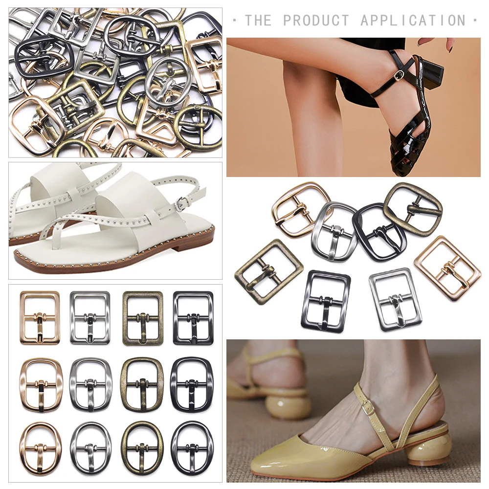 20pcs 12mm Silver Bronze Gold Square Metal Pin Buckle for Children Women Shoes Doll Belt Garment Sew On Handmade DIY Accessory