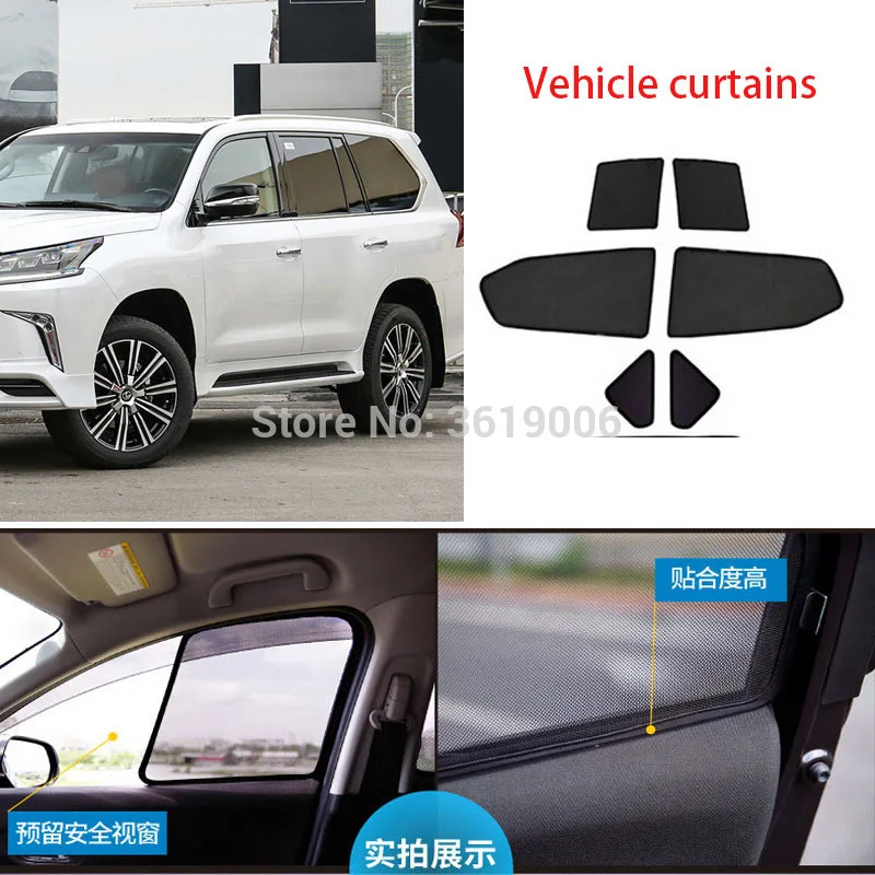 6pcs High-end custom For LEXUS LX570 15-19 card type magnetic car curtain sun shade car window shade car styling