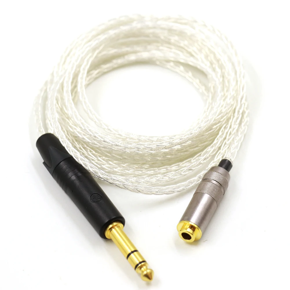 HIFI 4.4mm Balanced Female to 1/4 6.35mm Male Single Crystal Copper Silver Plated Audio Adapter Connector Cable