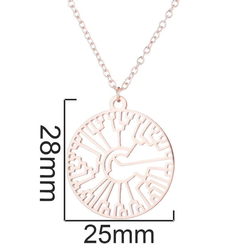 AsJerlya Stainless Steel Phylogenetic Tree Necklace Women Tree Of Life Science Pendants Necklace Creative Evolution Tree Jewelry