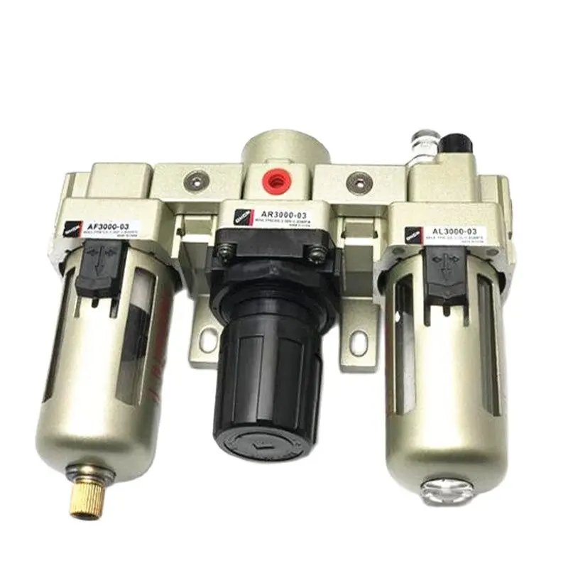 AC3000-02 AC3000-02D AC3000-03 AC3000-03D Pneumatic Air Filter Regulator Combination F.R.L Three Union  Source Treatment