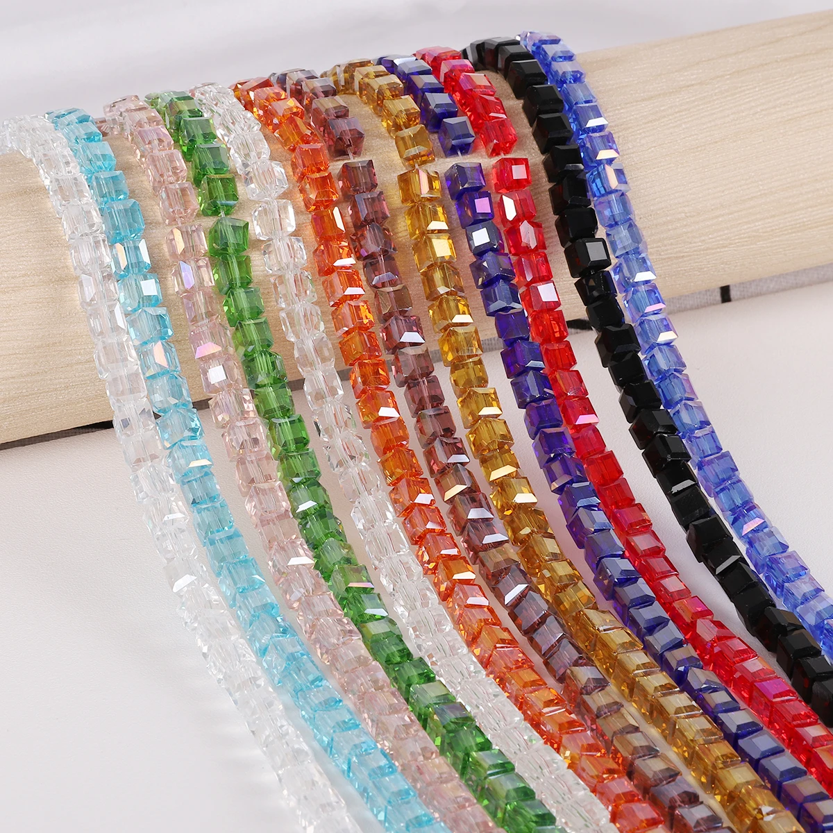 Nicebeads 20-180Pcs Multicolor Cube Beads 2 3 4 5 6 8mm Spacer Loose Crystal Square Glass Beads For Jewelry Making Bracelet DIY