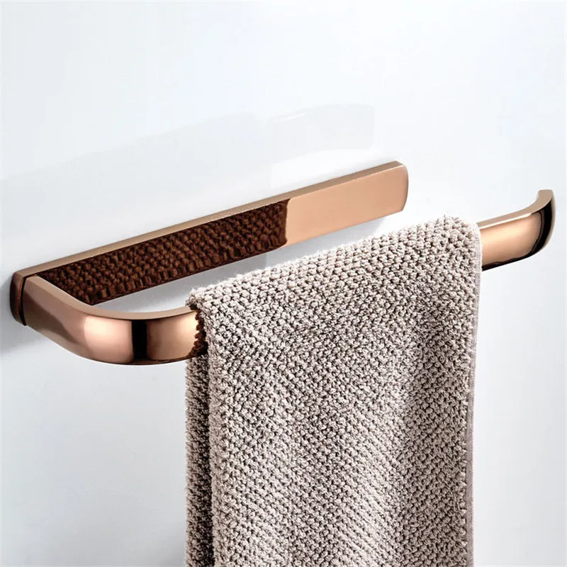 

Tuqiu Towel Hanger Wall Mounted Rose Gold Towel Rack Bathroom Brass Gold Towel Bar Rail White Towel Holder