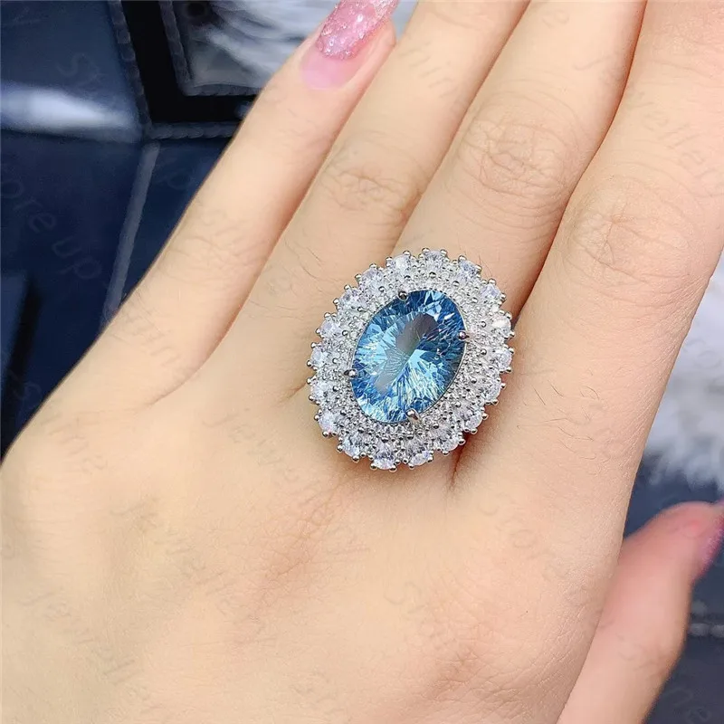 

Ladies Fashion Natural Topaz 925 Silver Ring Changeable and Colorful Jewelry Birthday Gift