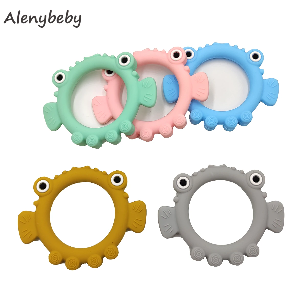 Baby Silicone Bubble fish Shape Animal Teether Infant Teething Pearl Bead For DIY Nursing Necklace Pendant Accessories Toy