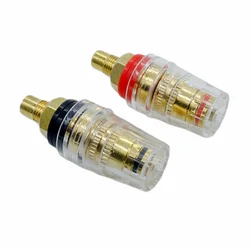 2pcs M8 gold-plated copper banana connector 4mm threaded medium amplifier speaker spade terminal binding post banana plug socket