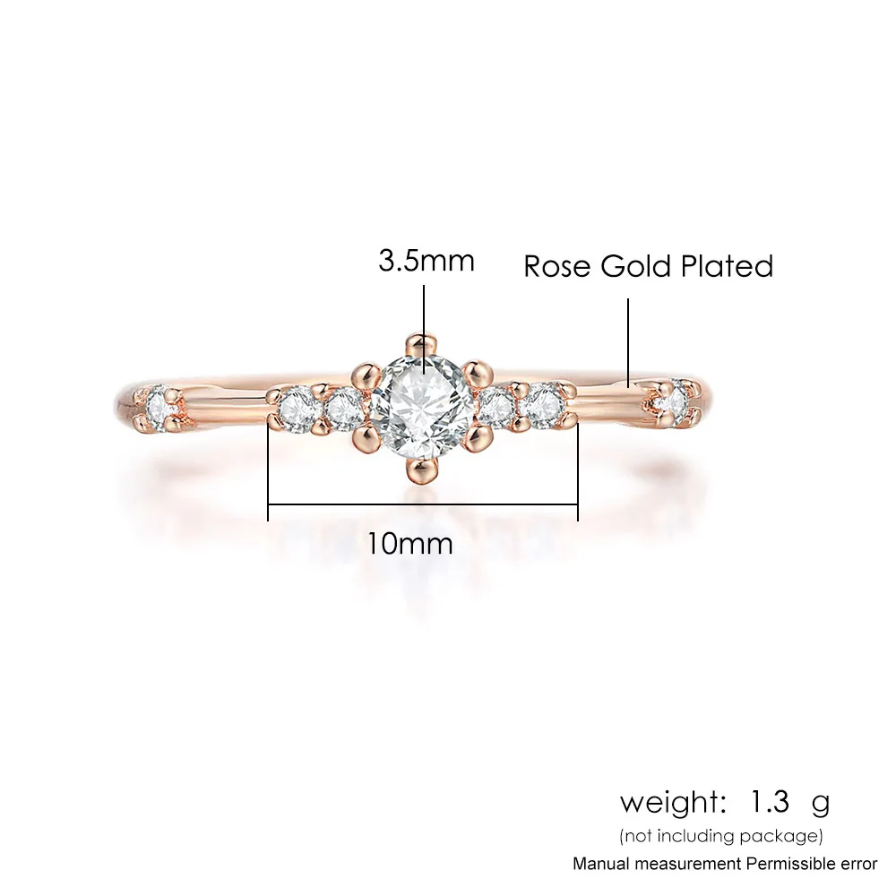 Entry Lux Small Crystal Thin Rings For Women Roseentry Gold Color Shiny Zircon Minimalist Jewelry Girls Gift Rings KCR090