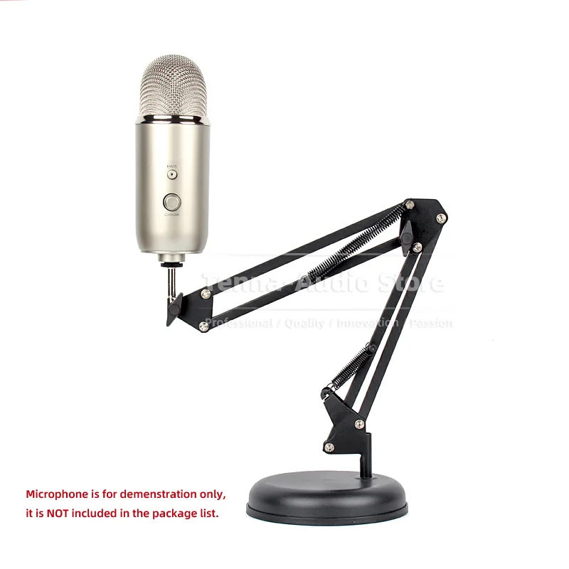 For BLUE YETI PRO USB Mic Tabletop Round Base Suspension Microphone Stand Boom Arm Scissor Table Mount Desktop Bracket Holder