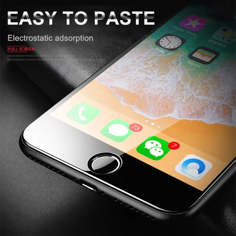 2Pcs 9D Safety Full Cover Glass For iPhone 7 8 6 6S Plus 5 5S SE 2020 Tempered Screen Protector For iPhone XR X XS 11 12 Pro Max