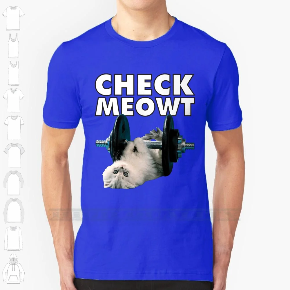 Check Meowt-Cute Weightlifting Cat 100% Cotton T Shirt Bodybuilding Body Building Bodybuilder Body Builder Strength Training