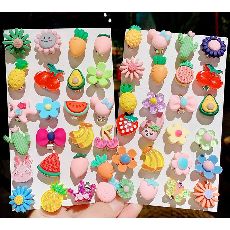 Resin Flower Animal Fruit Clip Earrings for Girls Children Student Ear Jewelry Women Ear Pins Earring Holeless Ear Accessories