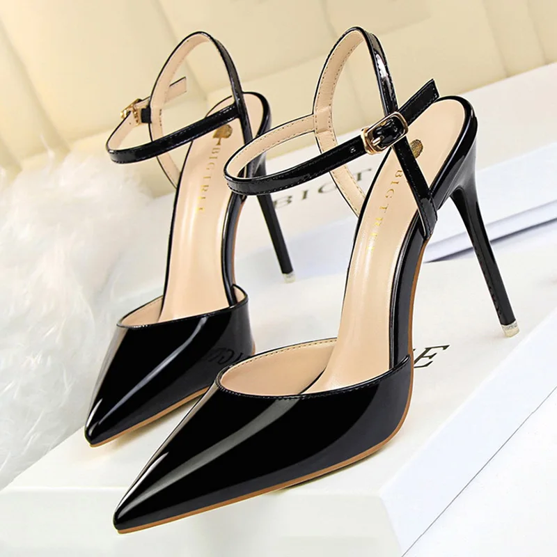 BIGTREE Shoes Fashion High Heels Shoes Patent Leather Woman Pumps Sexy Women Heels Blue Sliver Stiletto Heels Women Sandals 2024