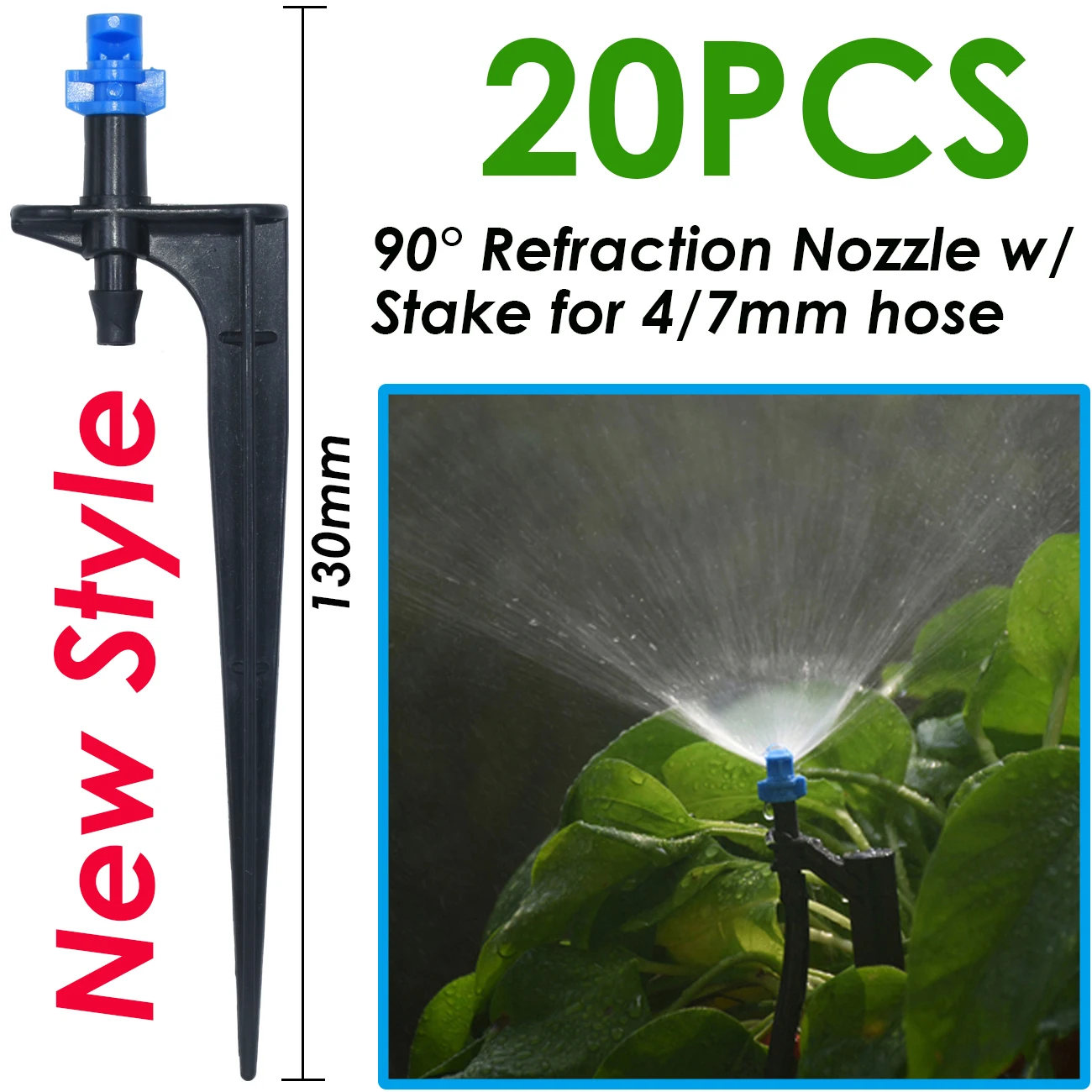 SPRYCLE 90/180/360 Degree Micro Misting Nozzle 11cm Stake 1/4'' Barb Connector Garden Irrigation Watering Sprinkler Greenhouse