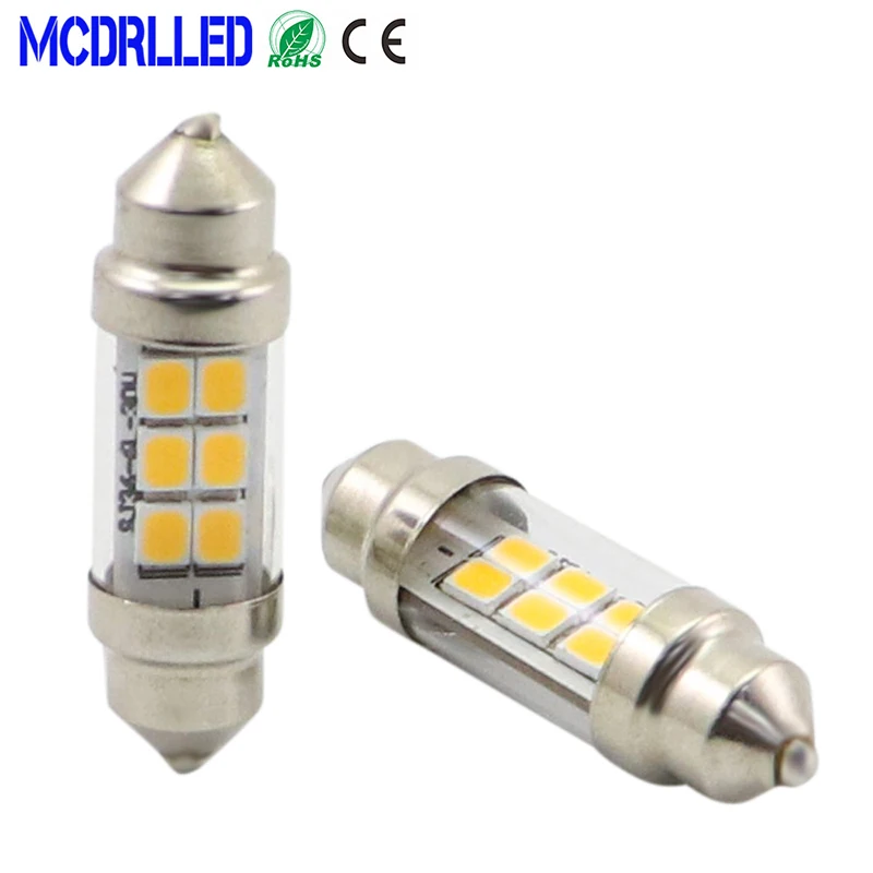 Mcdrlled Festoon 36mm C5W Led Bulbs Signal Lamp Super Bright 2835 SMD White 6000K Cars License Plate Interior Reading Light