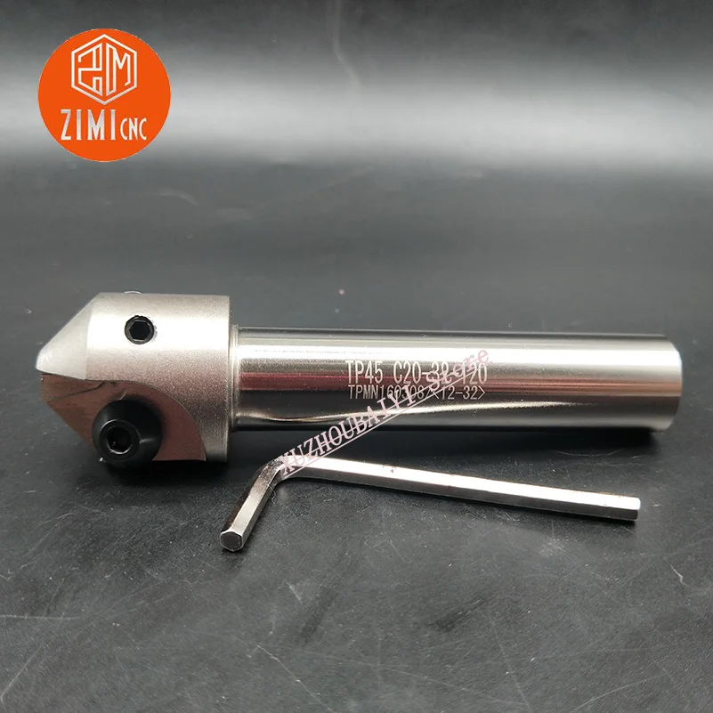 TP45-C20-25-110/TP45-C20-32-120 graus chamfering chamfering ferramenta bar 45 punho, apropriado para TPMN1603 lâmina de carboneto de torno CNC