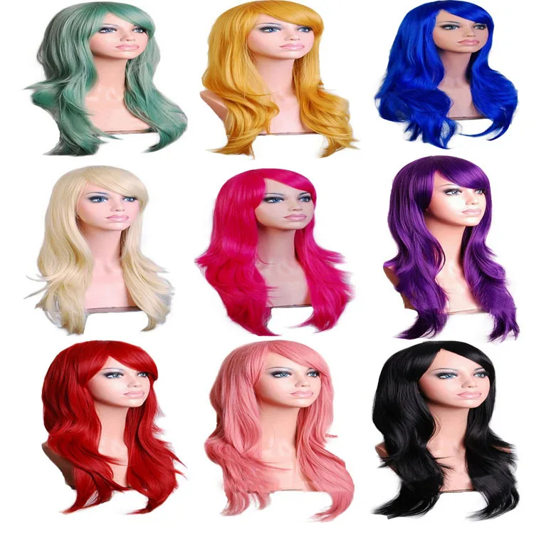 Similler Synthetic Anime Long Straight Wigs for Cosplay Women Heat Resistance Hair Black Blue Pink Green Yellow Red 100cm