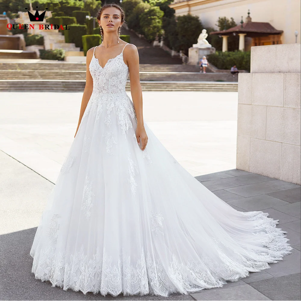 Elegant Wedding Dresses Ball Gown Backless Tulle Lace Appliques Formal Bridal Gown 2023 New Design Custom Made DS96