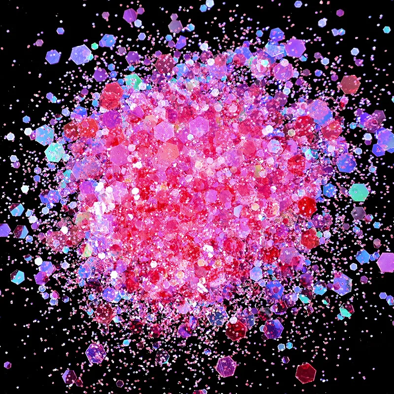 50 gr/beutel Holographische Gemischte Sechseck Form Chunky Nagel Glitter Pailletten Sparkly Flakes Scheiben Maniküre Körper/Auge/Gesicht Glitter TCF2335 – Detail 18